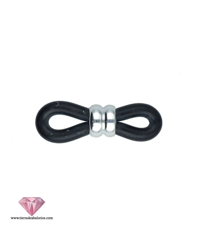 Goma para Gafas Negra, Entrepieza Plateada
