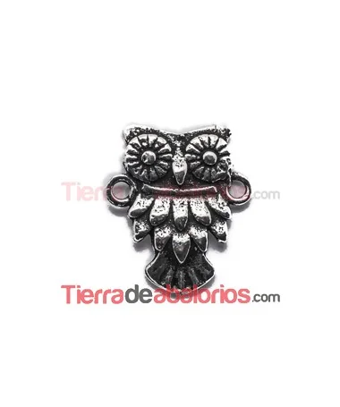 Entrepieza Conector Buho 16x14mm con 2 anillas, Plata de Ley