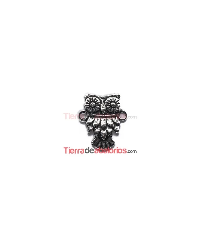Entrepieza Conector Buho 16x14mm con 2 anillas, Plata de Ley