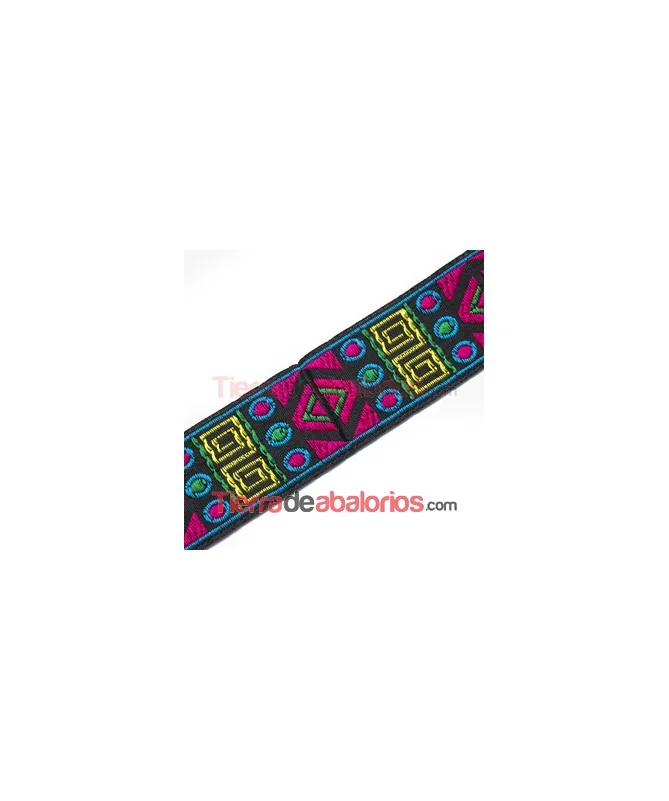 Tapa-Costuras Étnico 35mm Fucsia/Multicolor