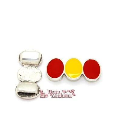 Entrepieza 3 Ovalos Bandera de España, 40x18mm Plateada