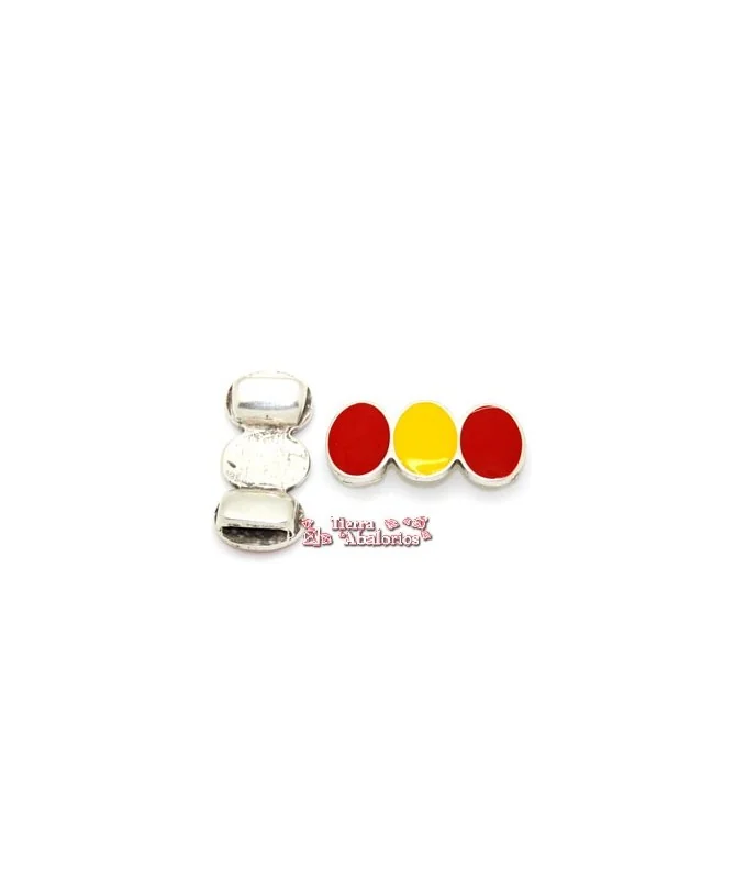 Entrepieza 3 Ovalos Bandera de España, 40x18mm Plateada Entrepieza 3 Ovalos Bandera de España, 40x18mm Plateada