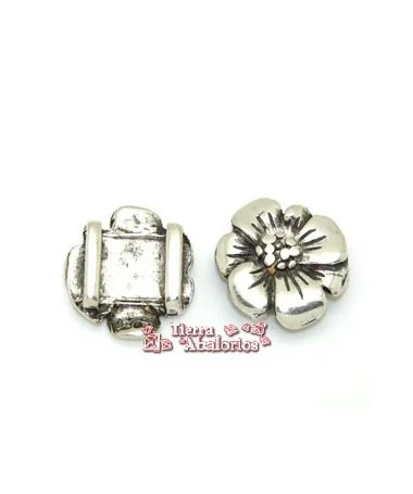 Pasador Flor 24mm Agujero 13x3mm Plateado
