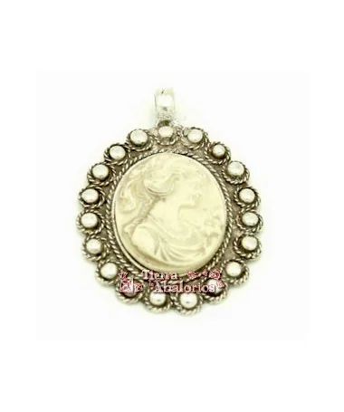 Camafeo con Anilla 62x44mm Plateado