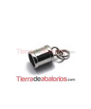 Terminal Tubo con Anilla 23x14mm Agujero 10mm, Plateado Terminal Tubo con Anilla 23x14mm Agujero 10mm, Plateado