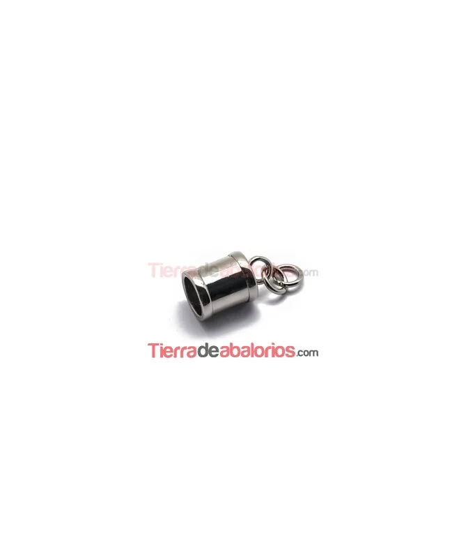 Terminal Tubo con Anilla 23x14mm Agujero 10mm, Plateado