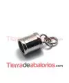 Terminal Tubo con Anilla 23x14mm Agujero 10mm, Plateado