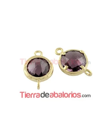Conector Cristal Facetado 18x12mm Light Amethyst, Dorado Conector Cristal Facetado 18x12mm Light Amethyst, Dorado