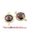 Conector Cristal Facetado 18x12mm Light Amethyst, Dorado