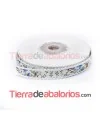 Grosgrain 15mm Crema Estampado Flores Azul Ribete Blanco