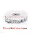 Grosgrain 15mm Crema Estampado Flores Azul Ribete Blanco