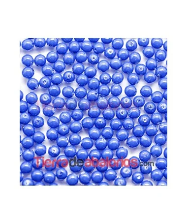 Perla de Cristal Checo 4mm, Azulón Opaco