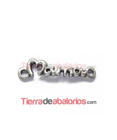 Conector Curvado Mamá 38x10mm, Plata Vieja Conector Curvado Mamá 38x10mm, Plata Vieja