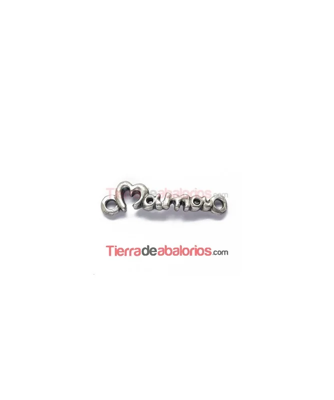 Conector Curvado Mamá 38x10mm, Plata Vieja