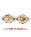 Conector Moneda Romana 31x22mm con 2 anillas, Dorada