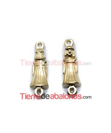 Conector Niña Comunión 29x10mm con Anillas, Dorado Conector Niña Comunión 29x10mm con Anillas, Dorado