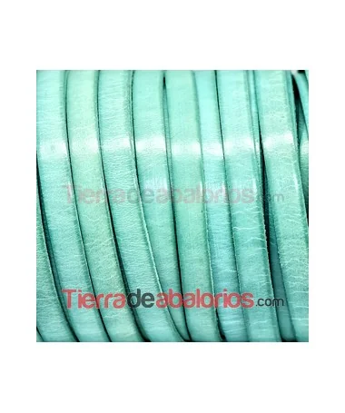 Cuero Plano Vaquetilla 10x2mm, Turquesa Pastel