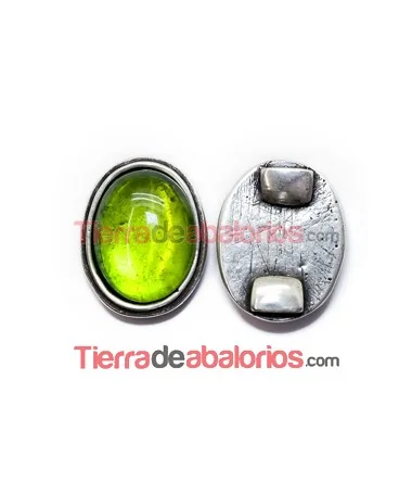 Centro para Pulsera Oval 39x31mm con Resina Verde