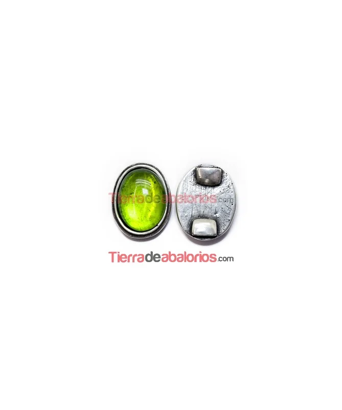Centro para Pulsera Oval 39x31mm con Resina Verde