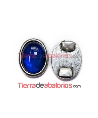 Centro para Pulsera Oval 39x31mm con Resina Azul