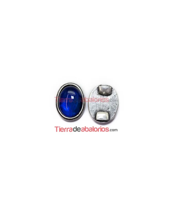 Centro para Pulsera Oval 39x31mm con Resina Azul