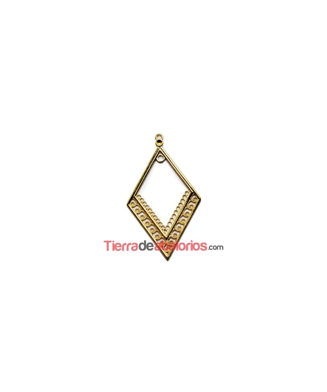 Colgante Rombo 61x36mm con Anilla, Dorado
