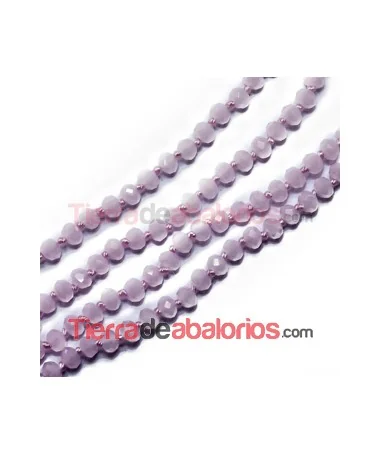 Tira de Facetadas Achatadas 4x3mm Rosa Opaco