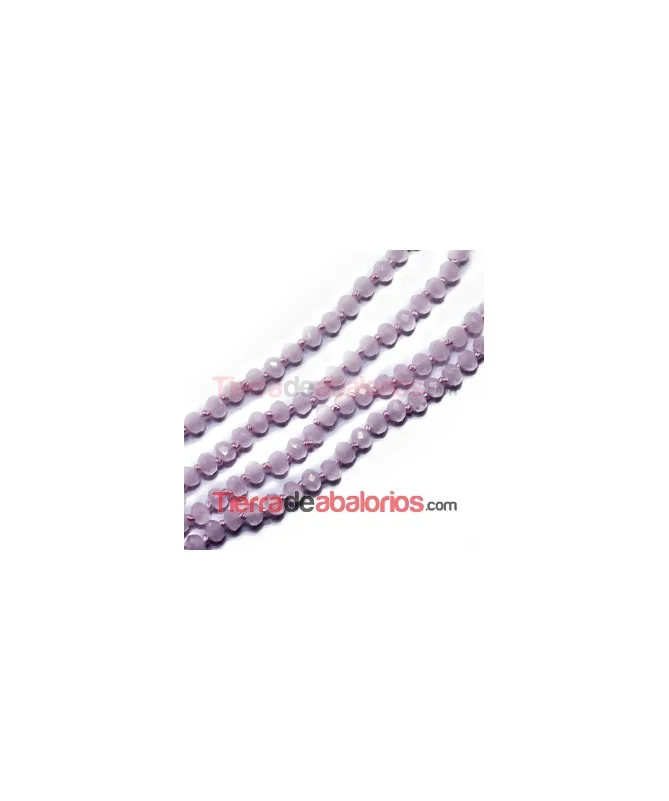 Tira de Facetadas Achatadas 4x3mm Rosa Opaco