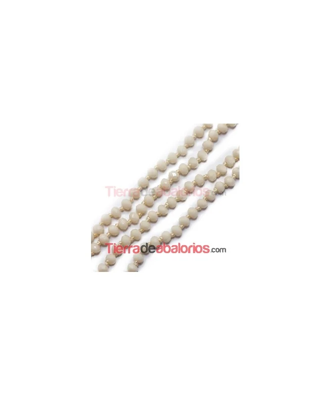 Tira de Facetadas Achatadas 4x3mm Beige
