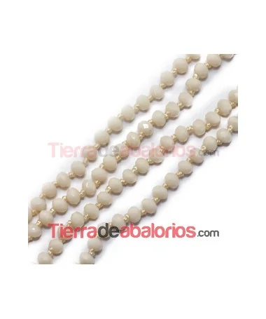 Tira de Facetadas Achatadas 4x3mm Beige Tira de Facetadas Achatadas 4x3mm Beige
