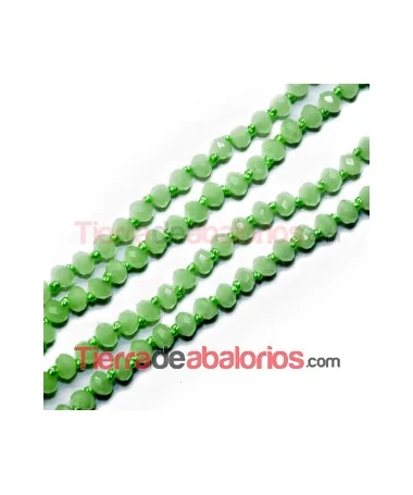 Tira de Facetadas Achatadas 4x3mm Verde Opaco
