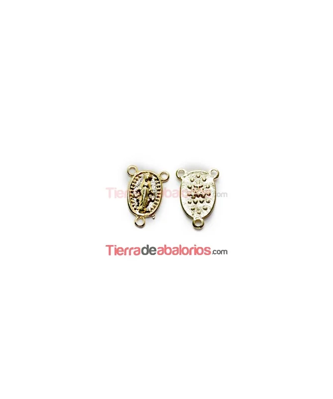 Entrepieza Oval Virgen para Rosario con Anillas, Dorada