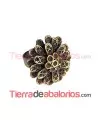 Anillo Ajustable Flor 25mm para Chatones, Oro Viejo