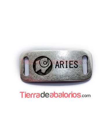 Entrepieza Curvada 38x16mm Aries, Plateada