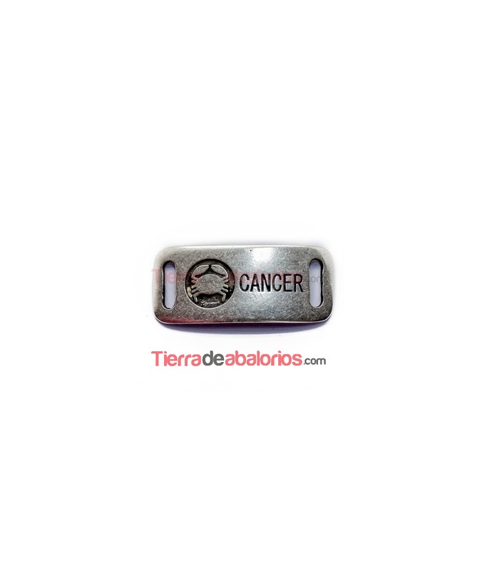 Entrepieza Curvada 38x16mm Cancer, Plateada