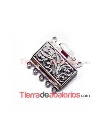 Cierre Filigrana 22x12mm para 5 vueltas, Plateado Cierre Filigrana 22x12mm para 5 vueltas, Plateado