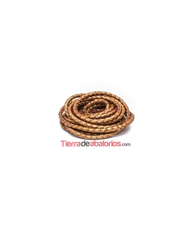 Cuero Trenzado 5mm, Cobre Claro Metalizado Cuero Trenzado 5mm, Cobre Claro Metalizado