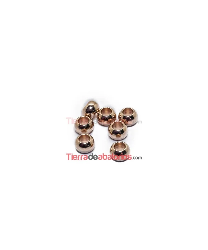 Bola 6x4mm Agujero 3mm, Oro Rosa