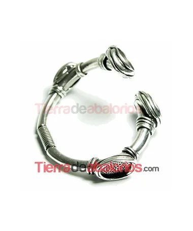 Pulsera Lazada con Muelle para Cabujones, Plateada