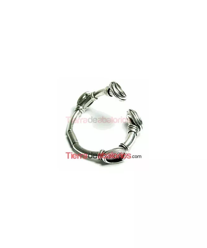 Pulsera Lazada con Muelle para Cabujones, Plateada