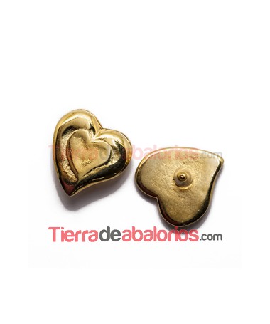Corazón 25mm para Brazalete con Pin y Silicona, Dorado