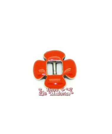 Flor 18mm, Pasador Centro 6mm, Esmaltado Naranja Flor 18mm, Pasador Centro 6mm, Esmaltado Naranja