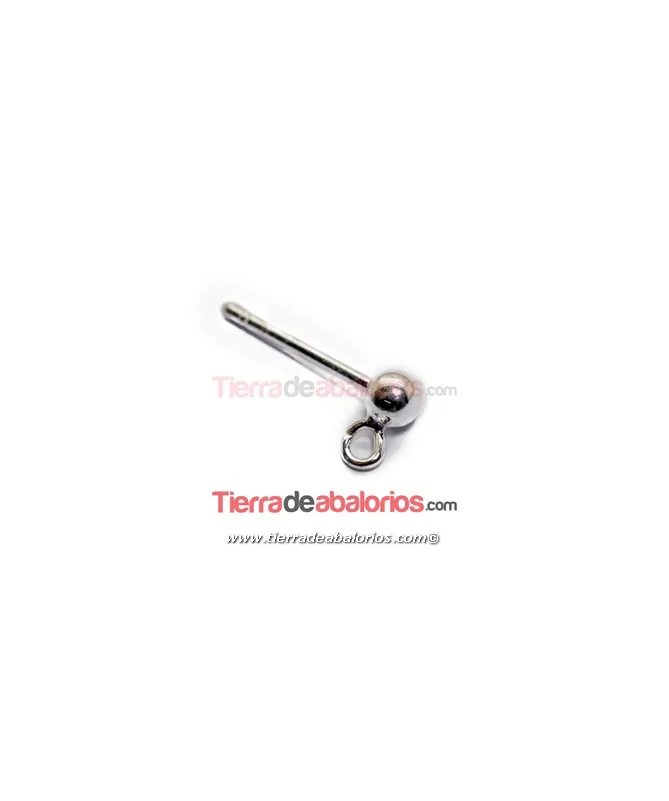 Pendiente Bola 4mm con Anilla, Plata de Ley