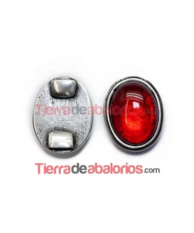 Centro para Pulsera Oval 39x31mm con Resina Roja