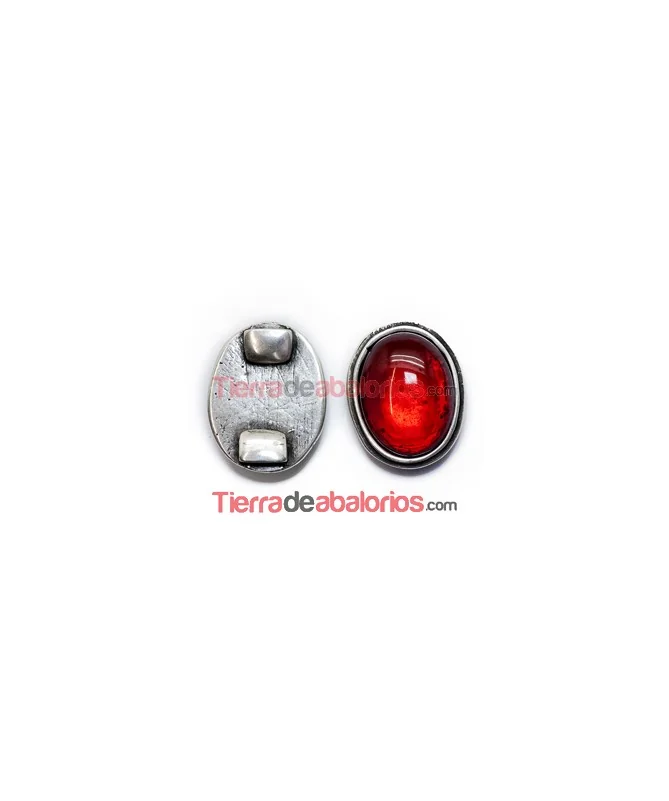 Centro para Pulsera Oval 39x31mm con Resina Roja