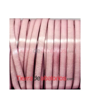 Cuero Plano Vaquetilla 10x2mm, Rosa Palo Pastel