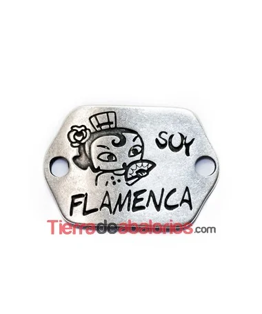 Entrepieza Curvada 19x6mm, Soy Flamenca - Plateada Entrepieza Curvada 19x6mm, Soy Flamenca - Plateada