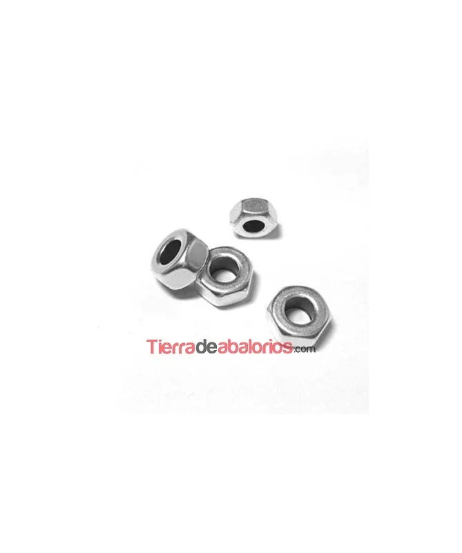 Entrepieza Tuerca 10mm, Agujero 4,6mm Plateado