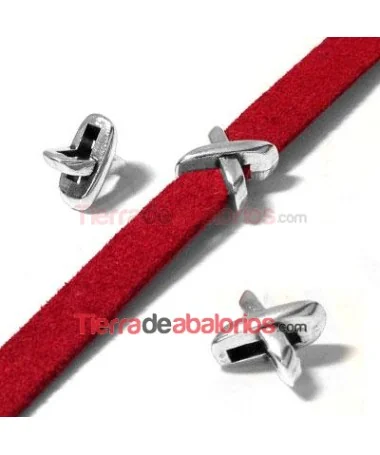 Entrepieza Pasador 'X' 8x8mm, Agujero 5,2x2,2mm, Plateada