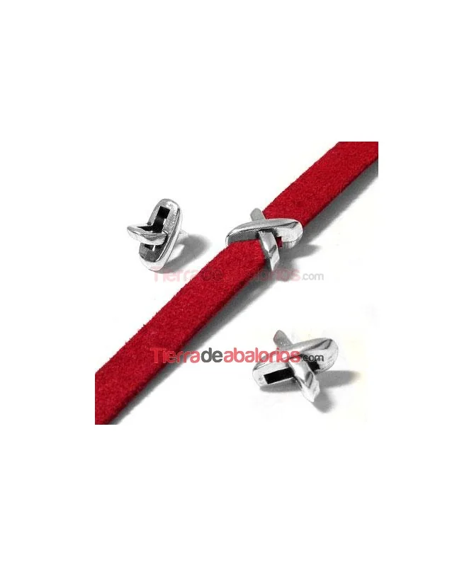 Entrepieza Pasador 'X' 8x8mm, Agujero 5,2x2,2mm, Plateada